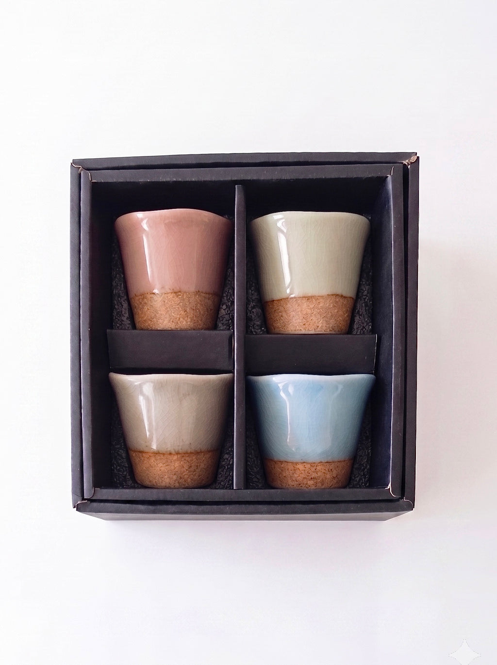 Coffret 4 tasses céladon