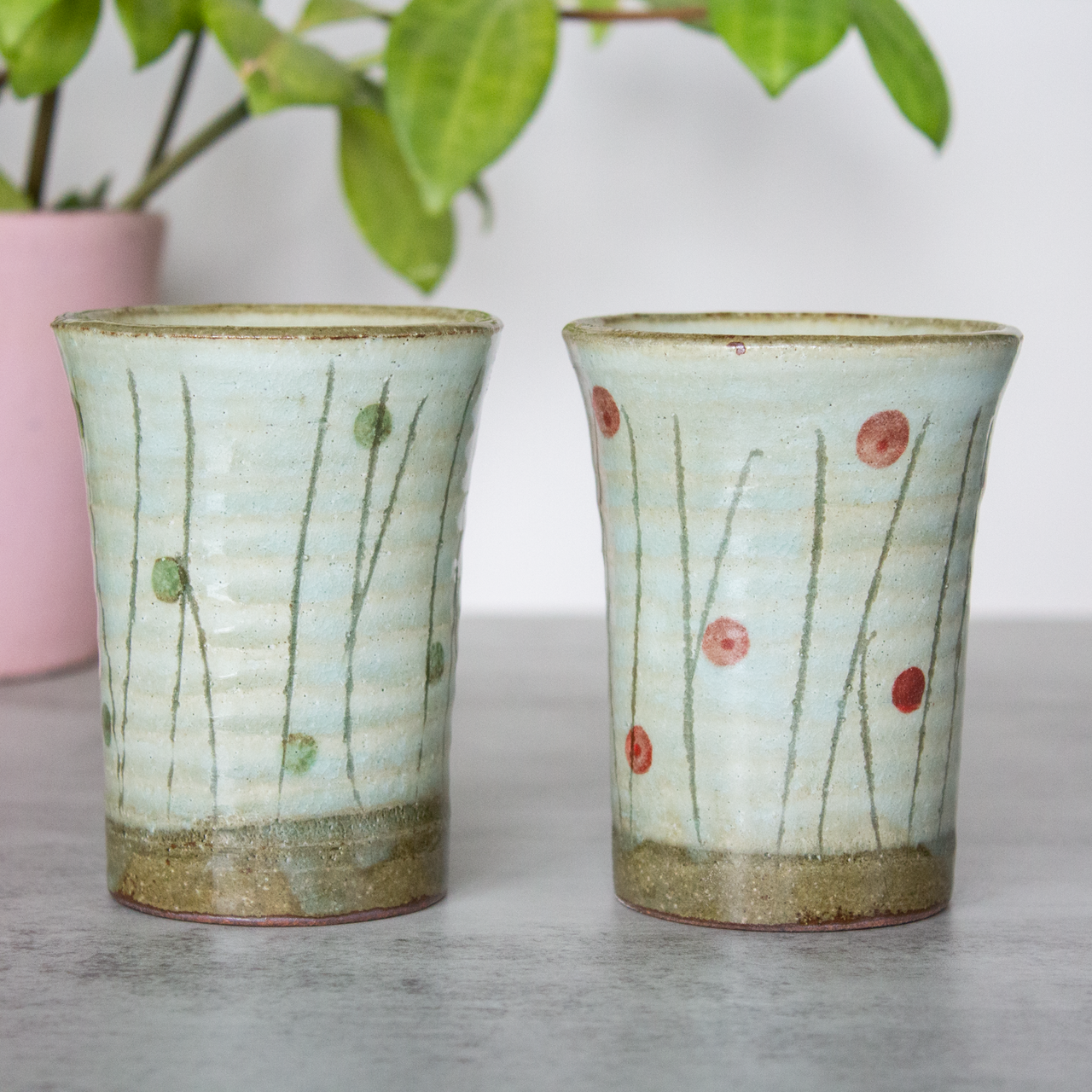 Duo de Tasses Japonaise Kewin Herbe et Pois